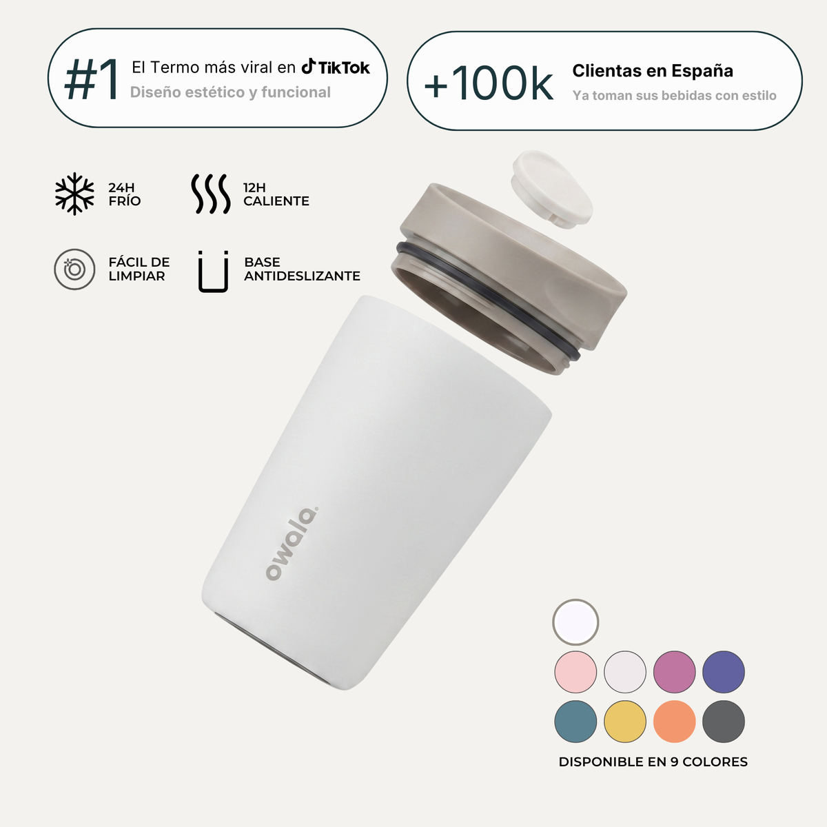 Owala | Tumbler Térmico de Acero Inoxidable con Tecnología SmoothSip™