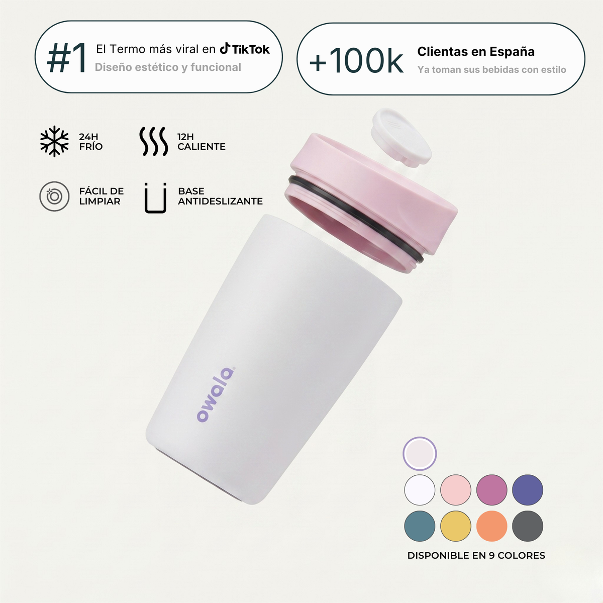 Owala | Tumbler Térmico de Acero Inoxidable con Tecnología SmoothSip™