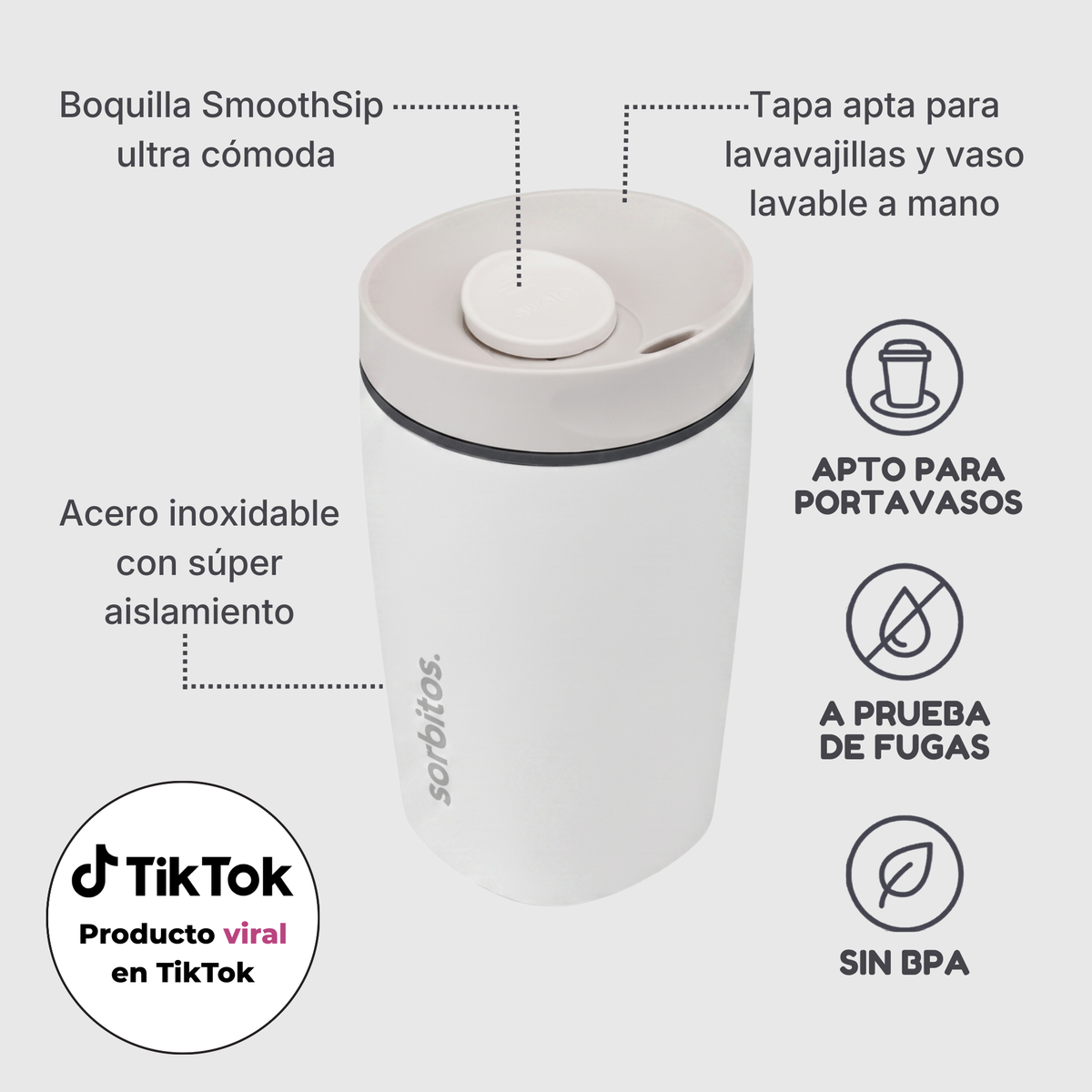 Sorbitos | Tumbler Térmico de Acero Inoxidable con Tecnología SmoothSip™